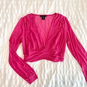 Beautiful pink long sleeve crop top
